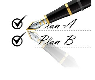 Pen ticking boxes marked Plan A and Plan B